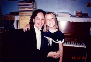 Lenore, age 8, and I give a recital for Grandma.  See, playing the piano is fun!